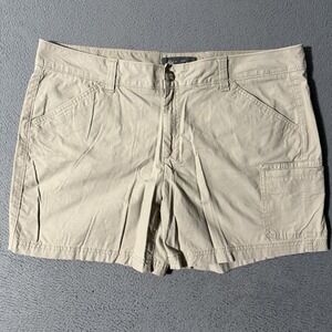 Eddie Bauer Shorts Womens Size 16 Beige Flat Front Utility Canvas Hiking Travel